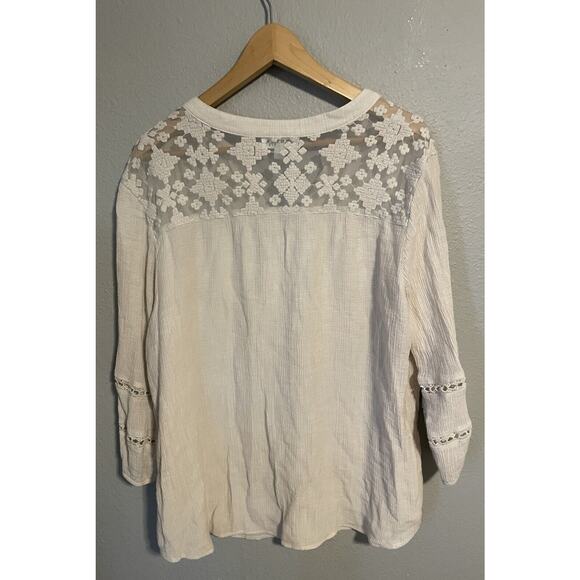 Vintage Studio JPR Womens Top Size 3X White Rayon Nylon Blend Embroidered Boho - Picture 2 of 8